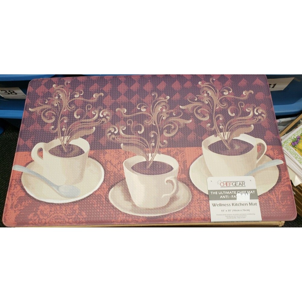 ANTI-FATIGUE FLOOR MAT (18" x 30") PVC, 3 HOT COFFEE CUPS by ChefGear